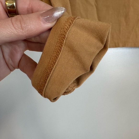 Camel Long Sleeve Choker V Neck Top - Picture 6 of 6